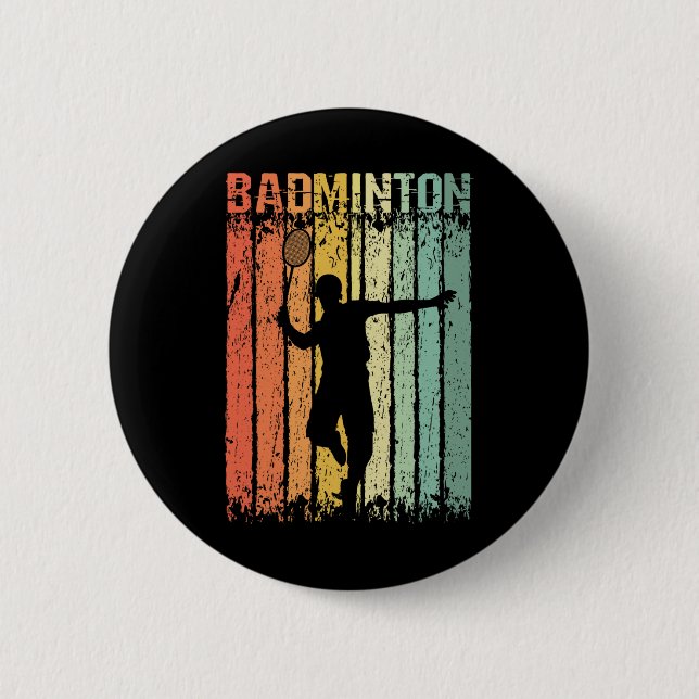 Retro Vintag Shuttle Player Badminton Button (Vorderseite)