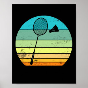 Retro Vintag Shuttle Racket Badminton Player Poster