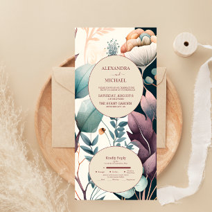 Retro Vintag Sixties Terracotta Wedding All In One Einladung