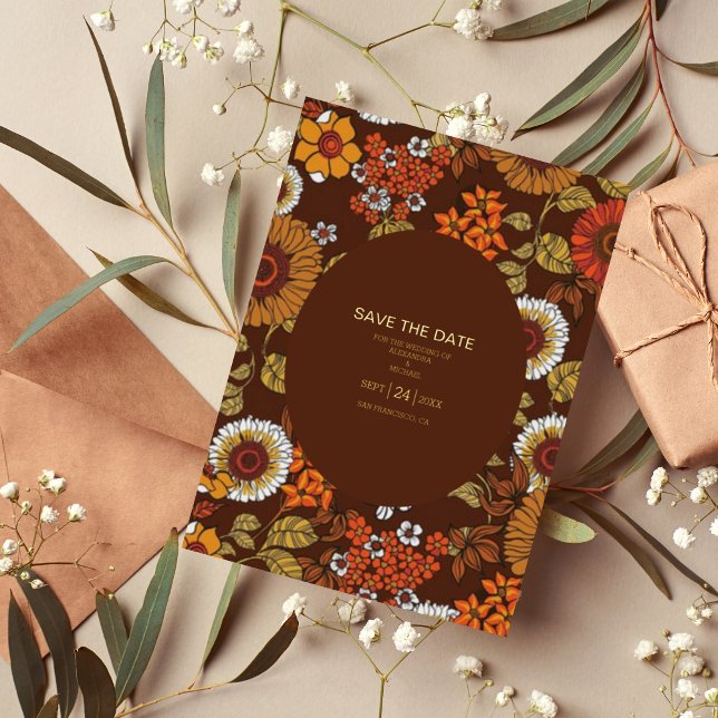 Retro Vintag Sixties Terracotta Wedding Folieneinladung (Von Creator hochgeladen)