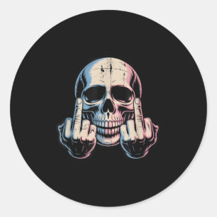 Retro Vintag Skull Face Funny Middle Finger Graph Runder Aufkleber