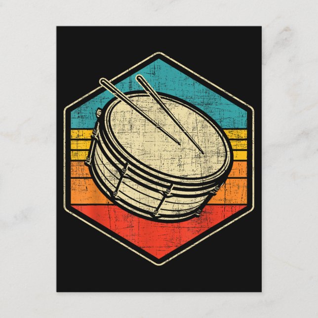 Retro Vintag Snare Drum - Marching Band Drumline Begleitkarte (Vorderseite)