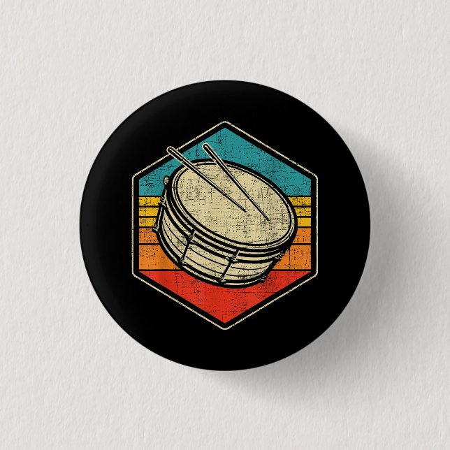Retro Vintag Snare Drum - Marching Band Drumline Button (Vorderseite)