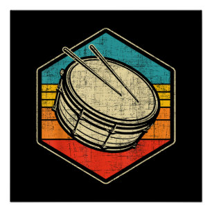 Retro Vintag Snare Drum - Marching Band Drumline Poster