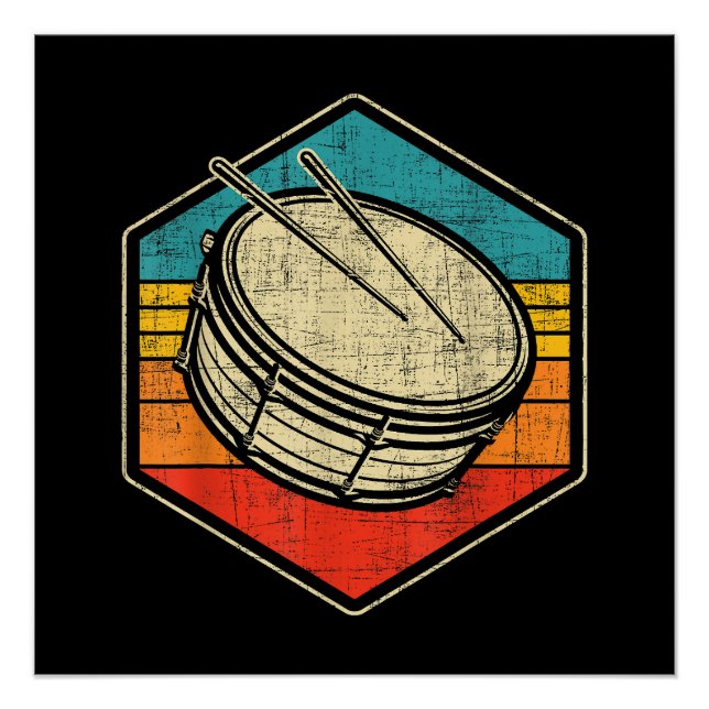 Retro Vintag Snare Drum - Marching Band Drumline Poster (Vorderseite)