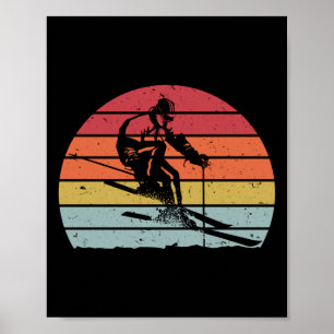 Retro Vintag Snow 80er Ski Sunset Poster