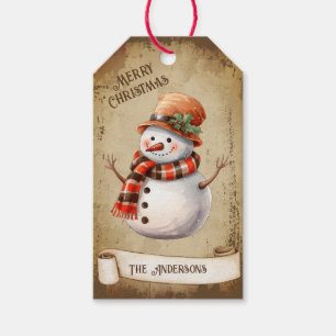 Retro Vintag Snowman Custom Frohe Weihnachten Geschenkanhänger