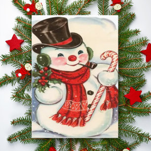 Retro Vintag Snowman in Top Hat Custom Christmas Feiertagskarte
