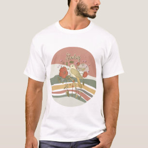 Retro Vintag Starling T - Shirt Silhouette Bird 70