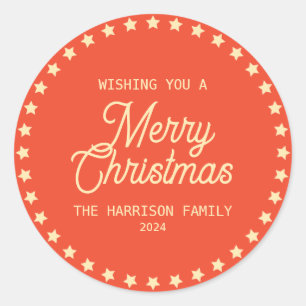 Retro Vintag Stars Weihnachtsfeiertage Runder Aufkleber