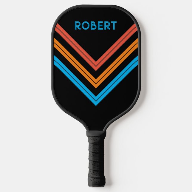 Retro Vintag Strip Personalisierter Name Pickleball Schläger (Vorderseite)