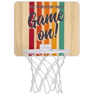 Retro Vintag Stripes Individuelle Name Fun Game on Mini Basketball Netz