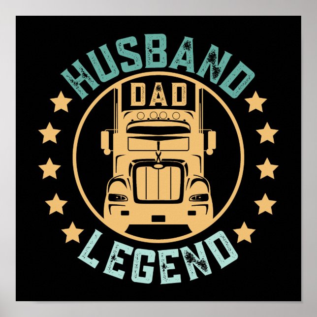 Retro Vintag Style Husband Vater Trucker Legend Poster (Vorne)