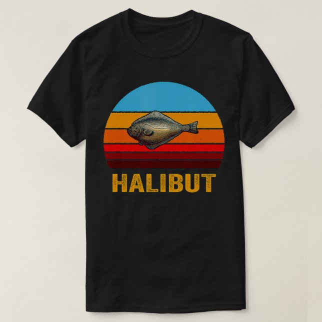 Retro Vintag Style Sunset Halibut T-Shirt (Design vorne)