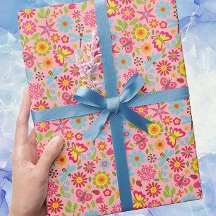 Retro Vintag Summer Floral Modernes Muster Geschenkpapier