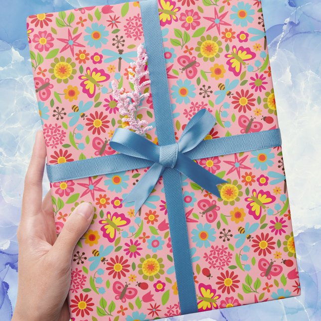Retro Vintag Summer Floral Modernes Muster Geschenkpapier (Von Creator hochgeladen)