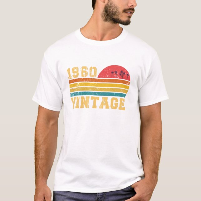 Retro Vintag Sunset 1960 Geburtstag T-Shirt (Vorderseite)