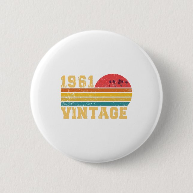 Retro Vintag Sunset 1961 Geburtstag Button (Vorderseite)