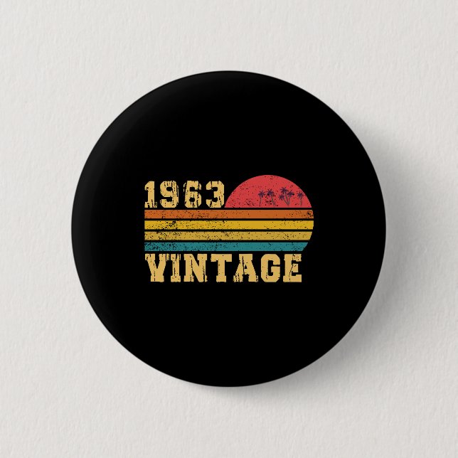 Retro Vintag Sunset 1963 Geburtstag Button (Vorderseite)