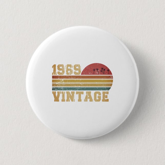 Retro Vintag Sunset 1969 Geburtstag Button (Vorderseite)