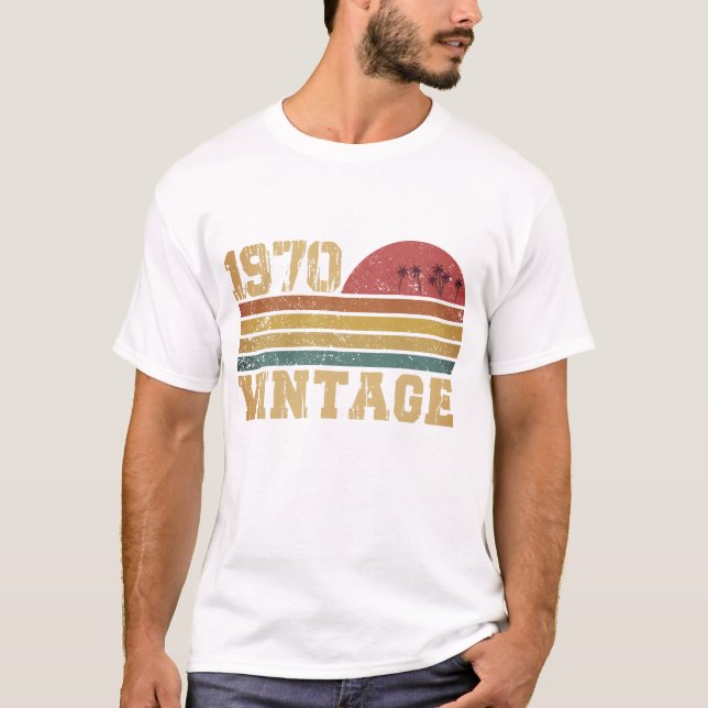 Retro Vintag Sunset 1970 Geburtstag T-Shirt (Vorderseite)