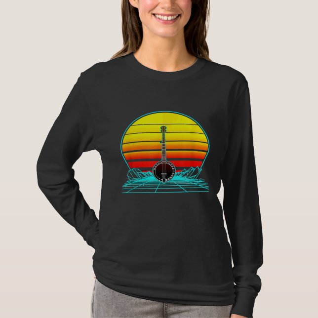 Retro Vintag Sunset Banjo T-Shirt (Vorderseite)