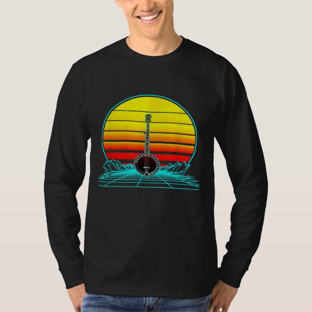 Retro Vintag Sunset Banjo T-Shirt (Vorderseite)