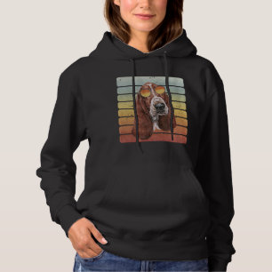 Retro Vintag Sunset Basset Hound Mama Vater Hoodie