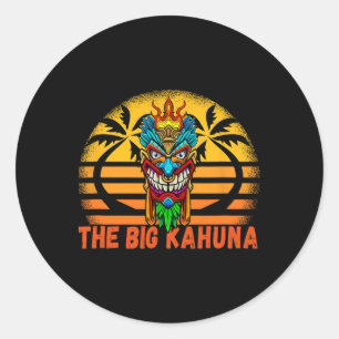 Retro Vintag Sunset Big Kahuna Hawaiian Mask Tiki Runder Aufkleber