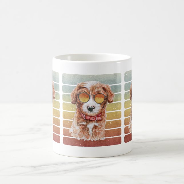 Retro Vintag Sunset Cavoodle Mama Vater Kaffeetasse (Mittel)