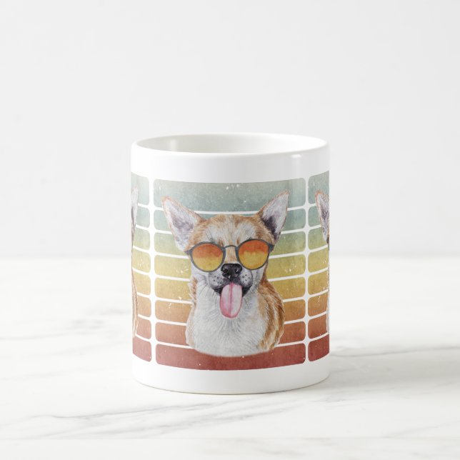 Retro Vintag Sunset Chihuahua Mama Vater Kaffeetasse (Mittel)