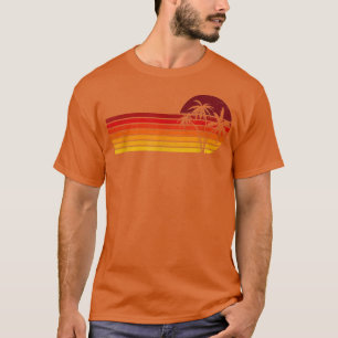Retro Vintag Sunset Coco Palm Tree Tropical Beach T-Shirt