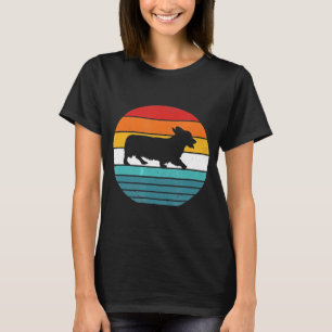 Retro Vintag Sunset Corgi Hunde Rasse Silhouette T-Shirt