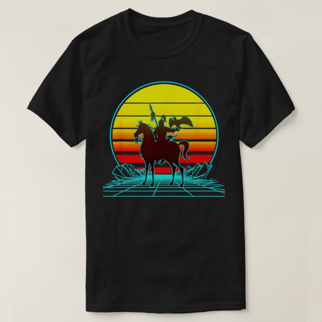 Retro Vintag Sunset Genghis Khan T-Shirt (Design vorne)