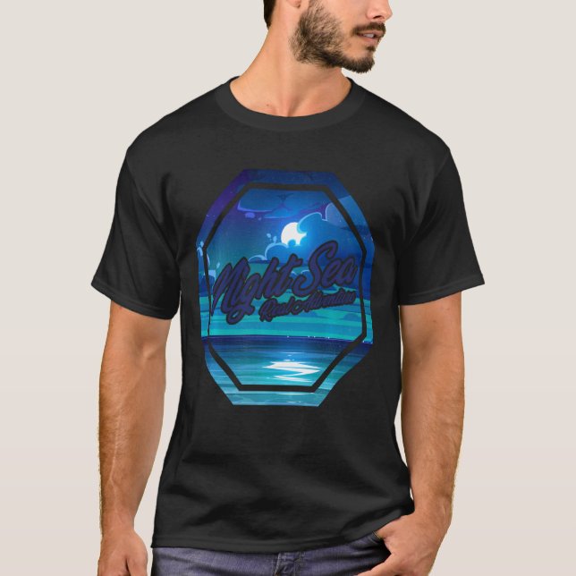 Retro Vintag Sunset Moon Sea Erlebnis T-Shirt (Vorderseite)