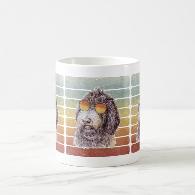 Retro Vintag Sunset Newfypoo Mama Vater Kaffeetasse (Mittel)