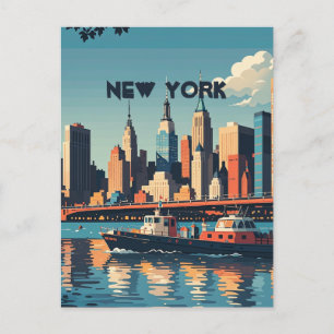 Retro Vintag Sunset über Manhattan Postkarte