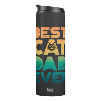 Retro Vintag Sunset Vathers Day Beste Katze Vater Thermosbecher
