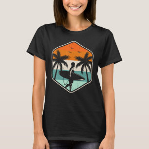 Retro Vintag Surf Beach Surf Board Surfer Wave T-Shirt