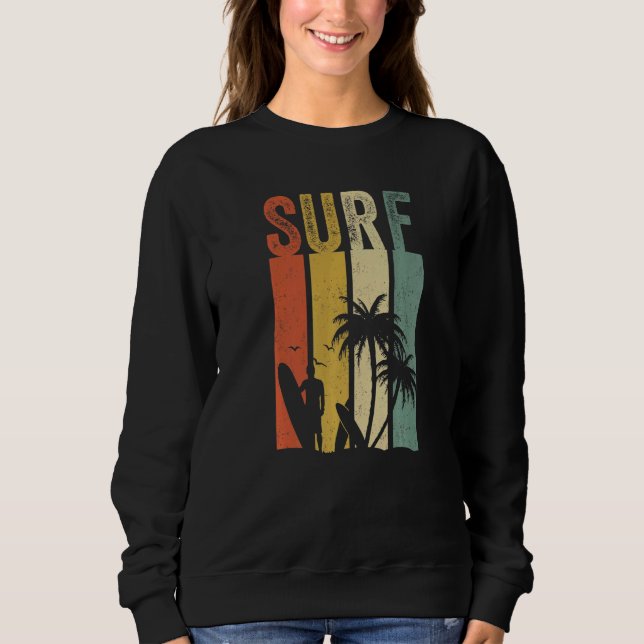 Retro Vintag Surf Surfbretter Wave Surfer Sweatshirt (Vorderseite)