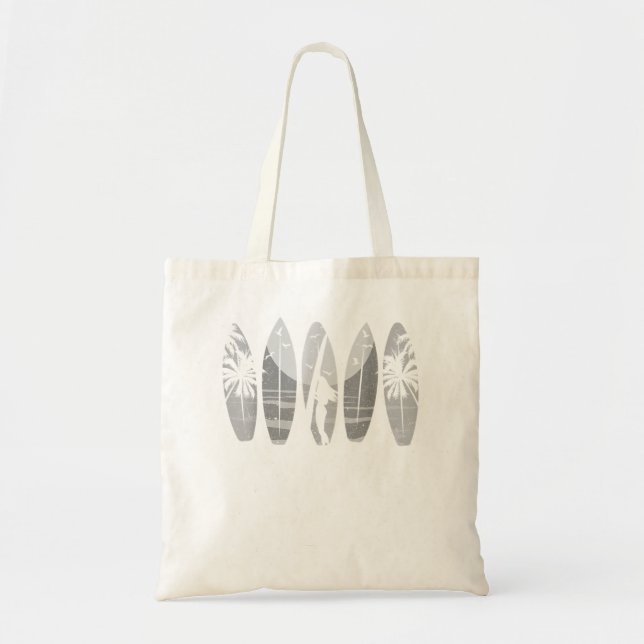 Retro Vintag Surfer Surfboard Design 1634 Tragetasche (Vorne)