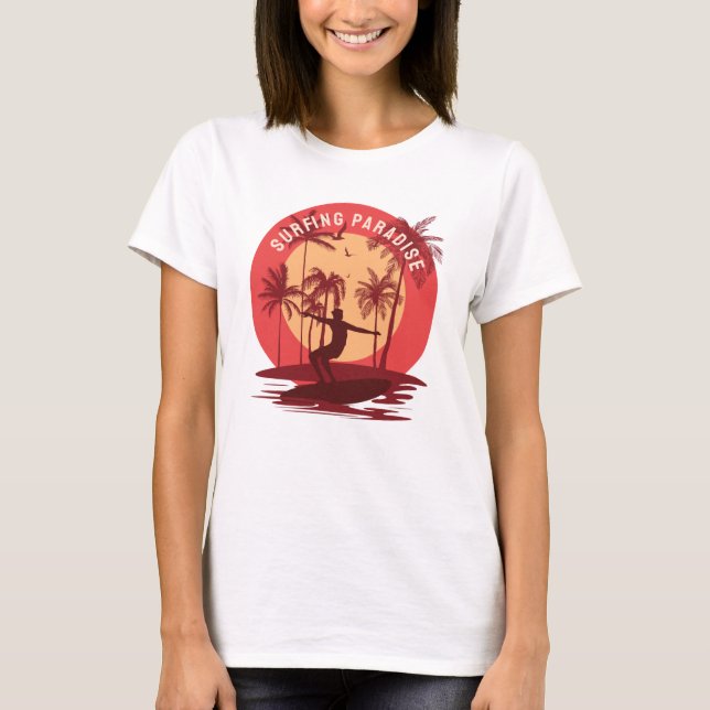 Retro Vintag Surfparadies T - Shirt (Vorderseite)