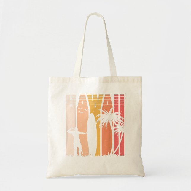 Retro Vintag Tropical Sunset Beach Hawaii Hawaii Tragetasche (Vorne)