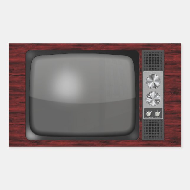 Retro-Vintag-TV-Set Rechteckiger Aufkleber (Vorderseite)