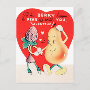Retro Vintag Valentine Berry und Peak Postkarte