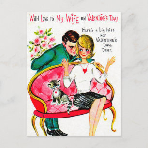 Retro Vintag Valentine Ehefrau Feiertag Postkarte