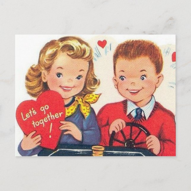 Retro Vintag Valentine Feiertag Postkarte (Vorderseite)
