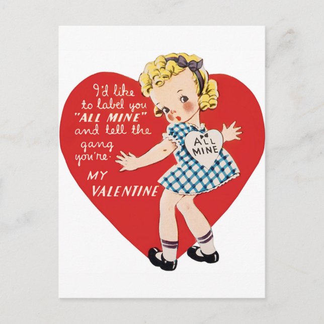 Retro Vintag Valentine Feiertagspostkarte (Vorderseite)