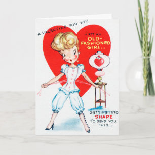 Retro Vintag Valentine Girl Card Feiertagskarte