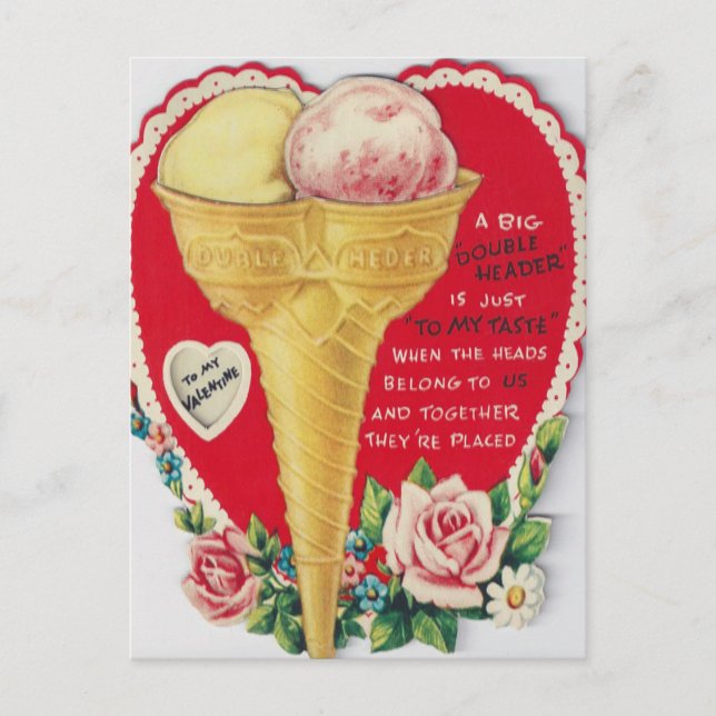 Retro Vintag Valentine Holiday Eis Postkarte (Vorderseite)